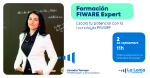 Creatividad informativa de la formación FIWARE Expert de La Lonja de la Innovación del día 2 de septiembre de 2026.
